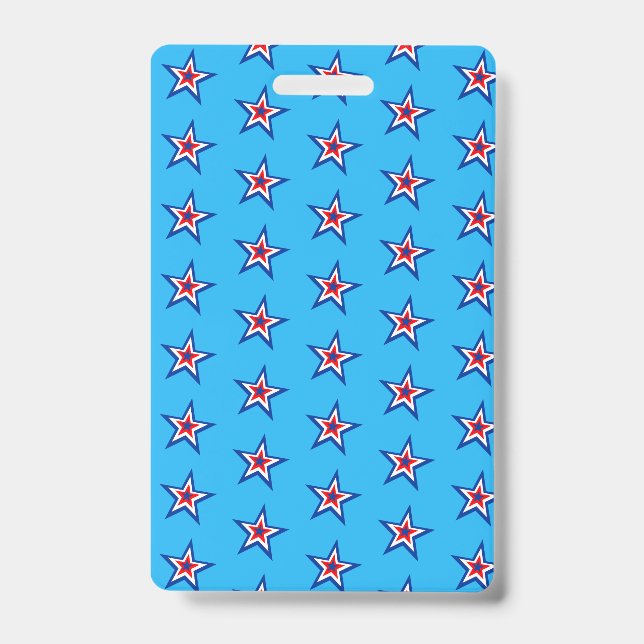 Bright Blue Red & White Star Muster Ausweis (Vorderseite)
