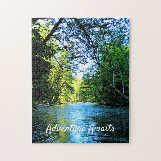 Bright Blue River Under Green Trees in Washington (Vertikal)