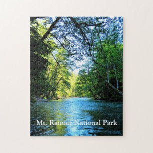 Bright Blue River Under Green Trees in Washington