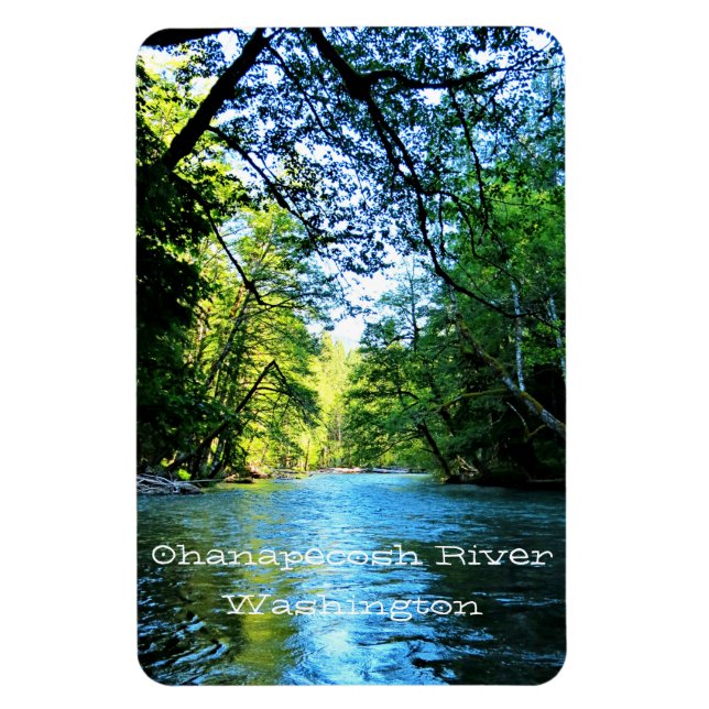Bright Blue River Under Green Trees in Washington Magnet (Vertikal)