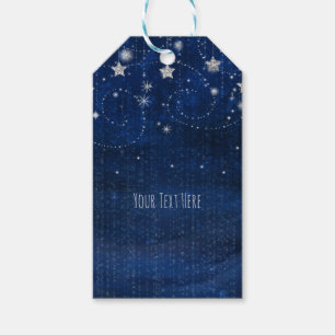 Bright Blue & Silver Starry Celestial Gastgeschenk Geschenkanhänger