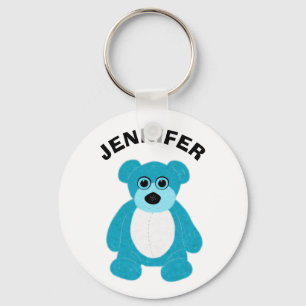 Bright Blue Teddy Bear Graphic Personalisiert Schlüsselanhänger