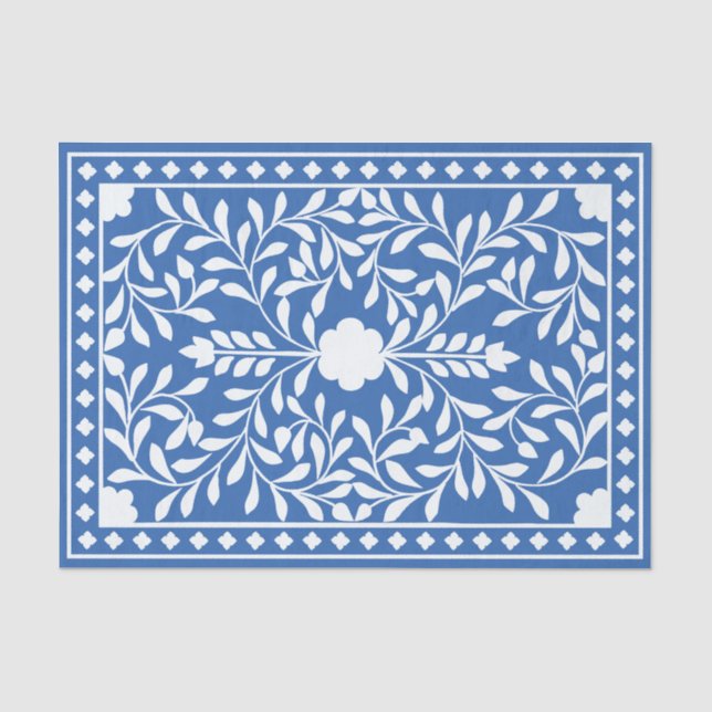 Bright Blue Traditional Bone Inlay Decoupage Paper Seidenpapier (Vorderseite)