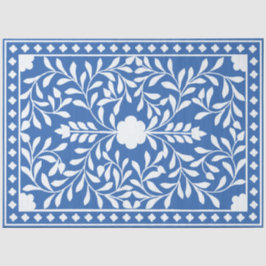 Bright Blue Traditional Bone Inlay Decoupage Paper Seidenpapier