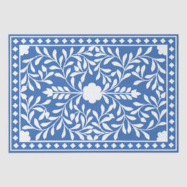 Bright Blue Traditional Bone Inlay Decoupage Paper Seidenpapier