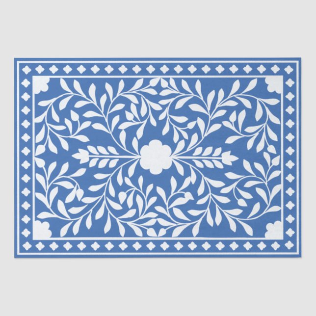 Bright Blue Traditional Bone Inlay Decoupage Paper Seidenpapier (Vorderseite)