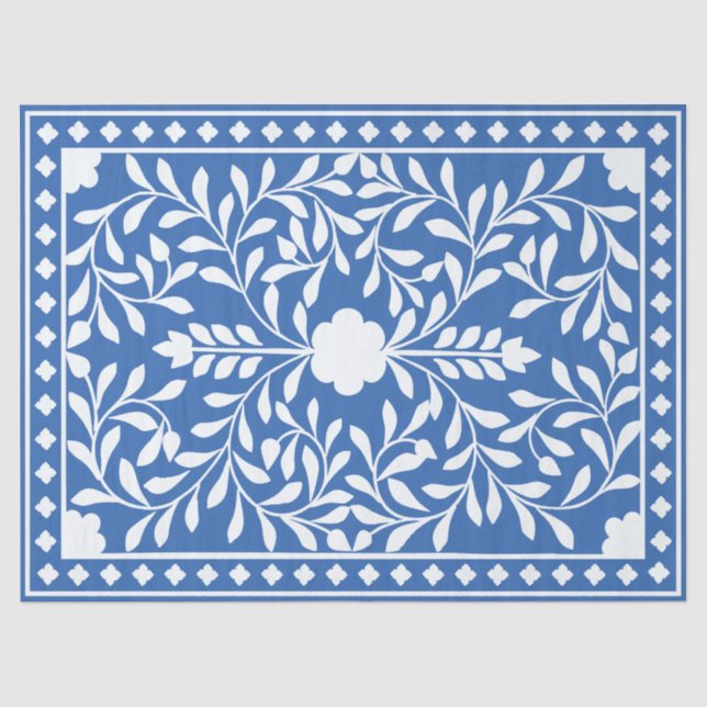 Bright Blue Traditional Bone Inlay Decoupage Paper Seidenpapier (Vorderseite)