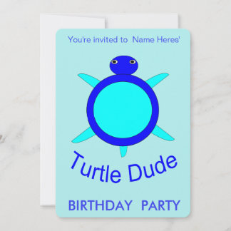 Bright Blue Turtle Typ Geburtstagsparty Einladung