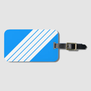 Bright Blue White Strip 70er 80er Retro Streifen Gepäckanhänger