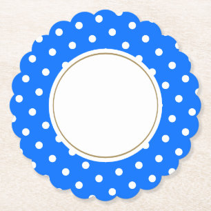 Bright Blue White Tiled Polka Dots White Center Untersetzer