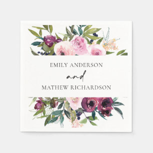 BRIGHT BOHO BLUSH BURGUNDY BLUMBUNCH WEDING SERVIETTE