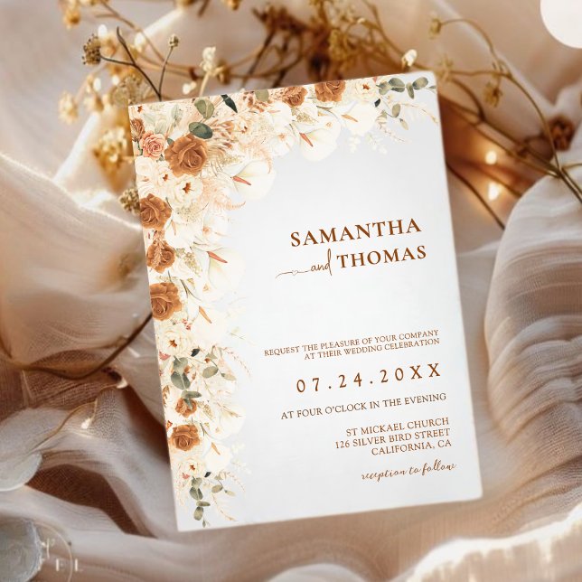 Bright Boho Fall Rose & Calla Lily Wedding Einladung (Von Creator hochgeladen)