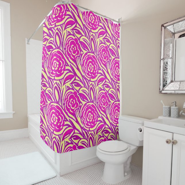 Bright Boho Floral Swirl Wasserfarbe Duschvorhang (Beispiel)