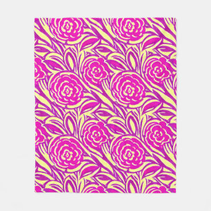 Bright Boho Floral Swirl Wasserfarbe Fleecedecke