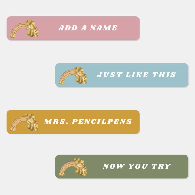 Bright Boho Rainbow Name Etiketten (Gruppe)