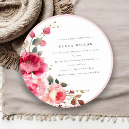 Bright Boho Red Pink Rose Blume Brautparty Einladung