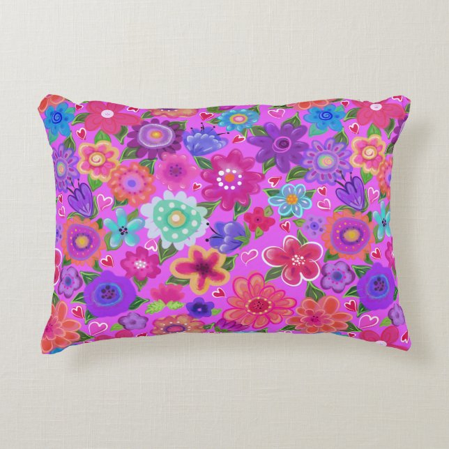 Bright Boho Style Pink Blume Beautiful Dekokissen (Vorderseite)