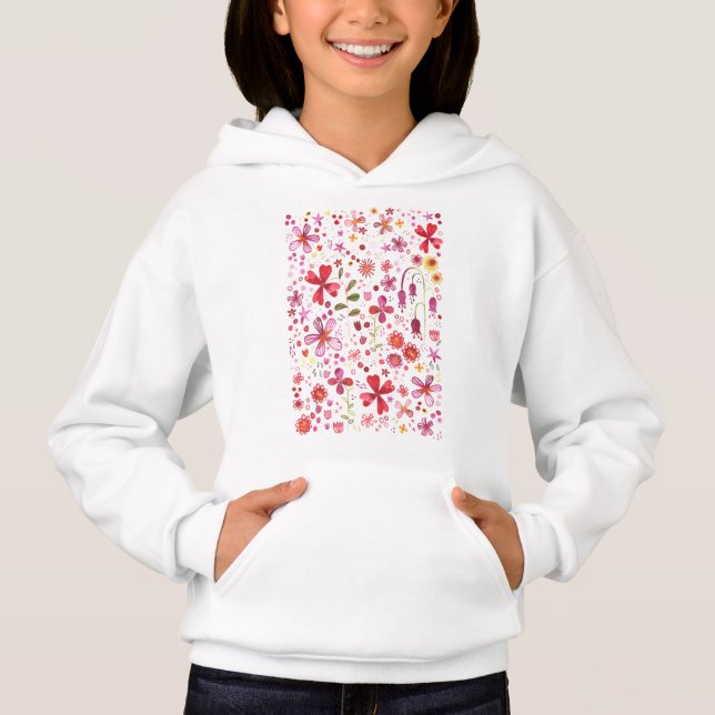 Bright Boho Wild Blume Watercolor Hoodie (Vorderseite)
