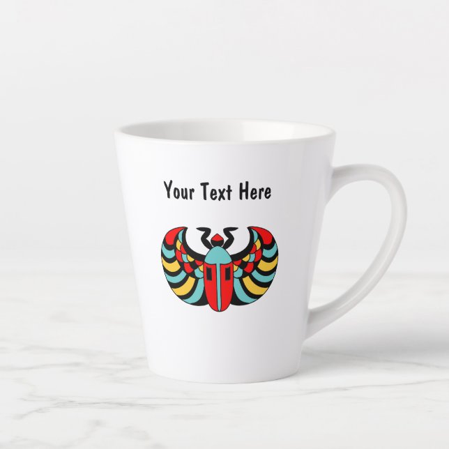 Bright Bold Abstrakt Scarab Käfer Red Blue Yellow Milchtasse (Rechts)