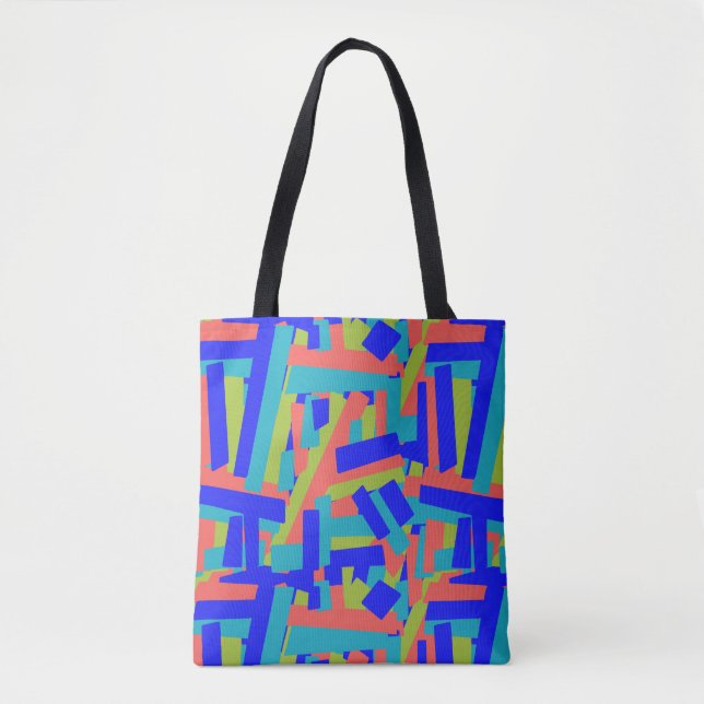 Bright Bold Blue Green Coral Abstract Patches Tasche (Vorderseite)