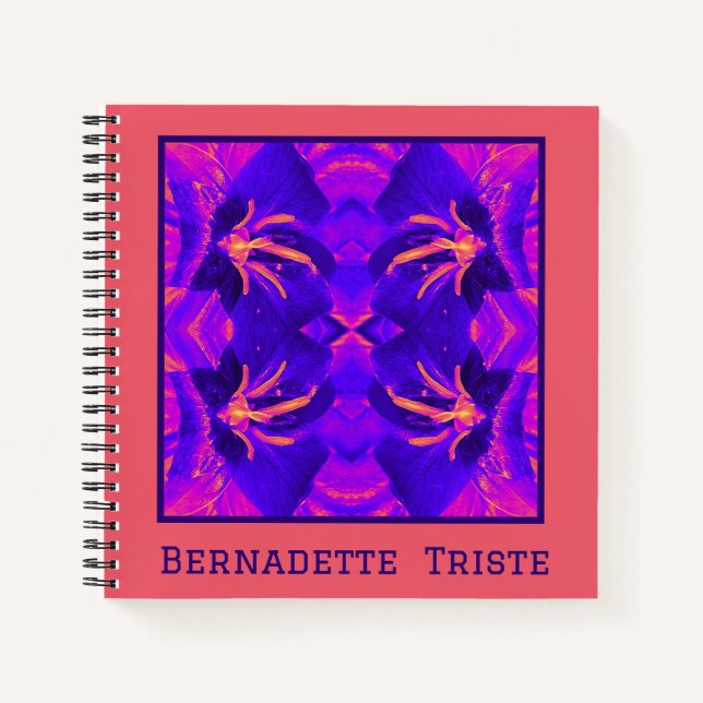 Bright Bold Blue Pink Geometric Nahtloses Muster Notizbuch (Vorderseite)