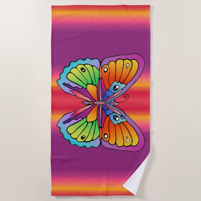 Bright Bold Bunte Butterfly Strandtuch (Vorderseite)