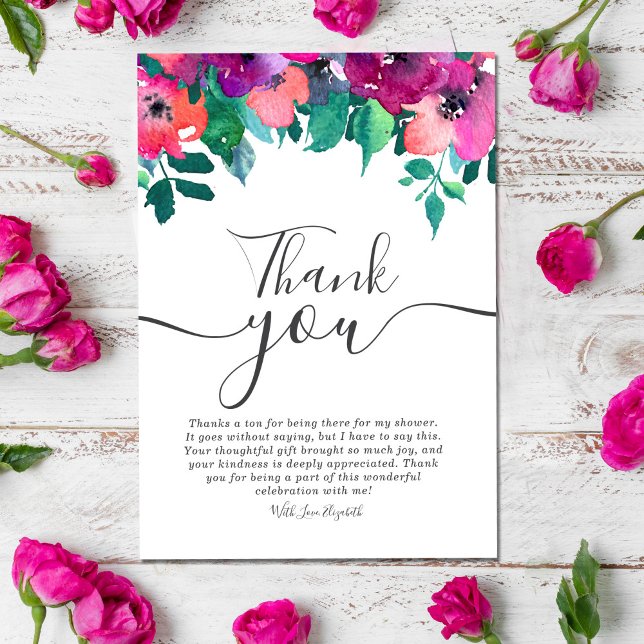 Bright & Bold Colorful Florals Brautparty vielen D Einladung ("Bold colors and beautiful blooms – the perfect way to express your gratitude #thankyoucard #rustic)