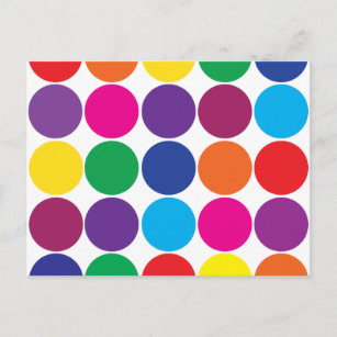 Bright Bold farbenfrohe Regenbogenkreise Polka Dot Postkarte