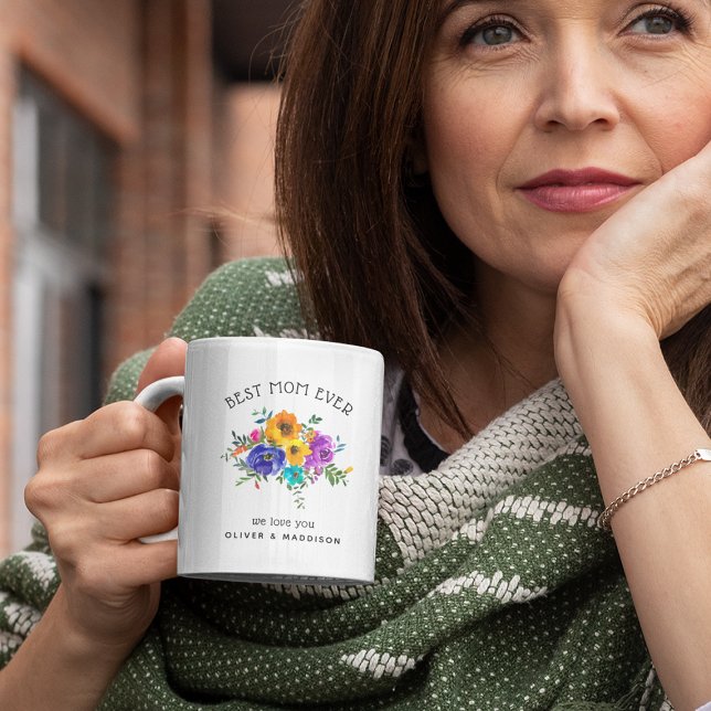 Bright & Bold Floral 'Best Mama Ever' Kaffeetasse (Von Creator hochgeladen)