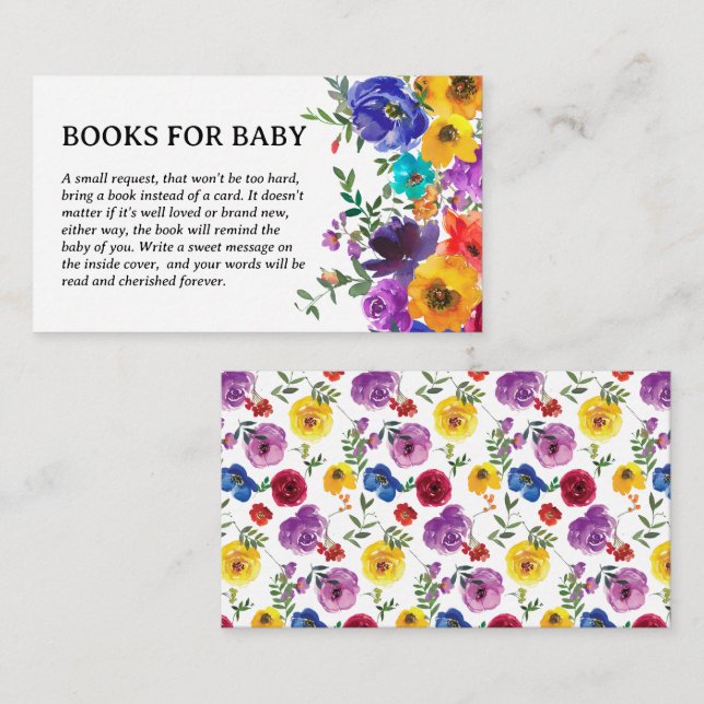 Bright & Bold Floral Books für Baby Begleitkarte (Vorne/Hinten)
