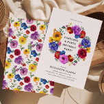 Bright & Bold Floral Wreath 40. Geburtstag Party Einladung<br><div class="desc">Einfache,  elegante,  helle und kühne Blumenkranz aus dem 40. Jubiläum. Das Design verfügt über einen farbenfrohen handbemalten Blumenkranz in Aquarellfarben,  den Text "fabelhafte Geburtstagsparty" und eine leicht anpassbare Geburtstagsschablone.</div>