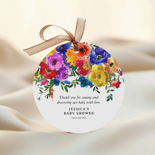 Bright & Bold Florals Baby Dusche Danke Geschenkanhänger