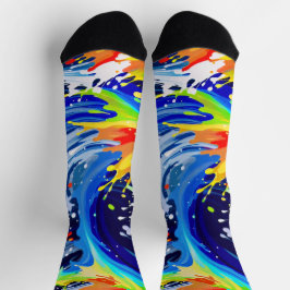 Bright Bold Fun Paint Spritzer Swirl Asymmetrisch Socken