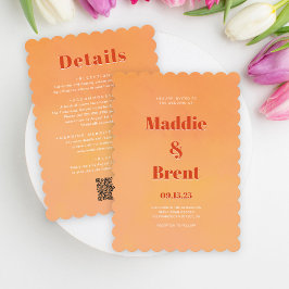 Bright & Bold Gradient Orange QR Code Wedding Einladung