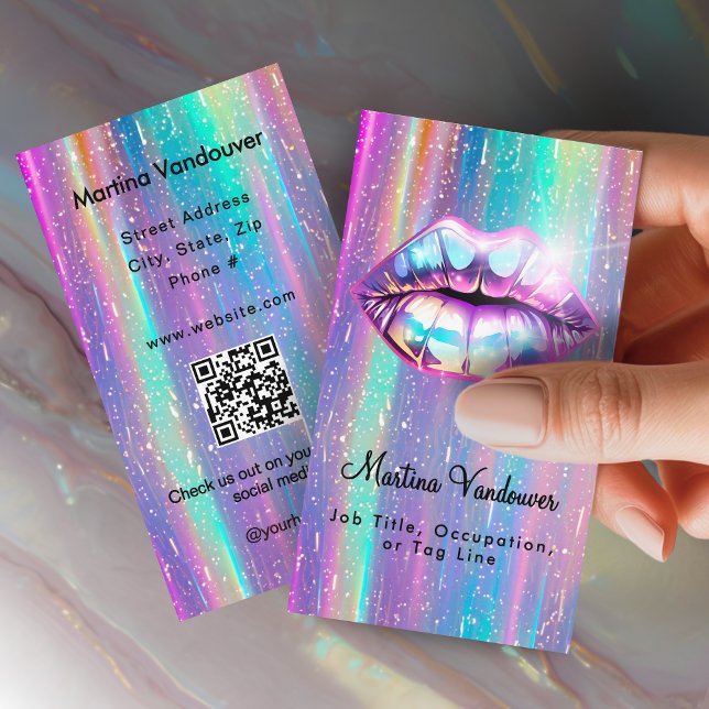 Bright Bold Holographic Lips Visitenkarte (Bright Bold Holographic Lips Business Card)