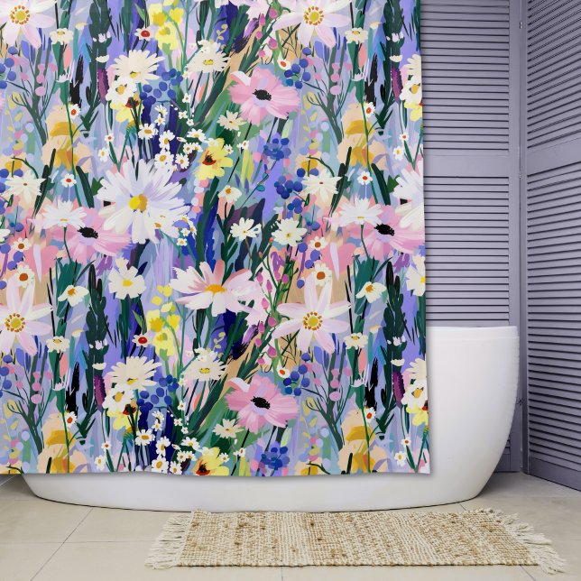 Bright Bold Moderne Wildblumen Duschvorhang (Von Creator hochgeladen)