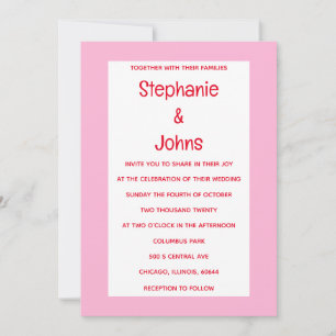 Bright Bold Orange Pink farbenfrohe, klassische Ho Einladung