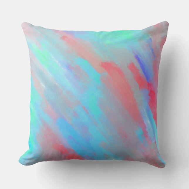 Bright Bold Original Abstrakt farbig Künstlerisch Kissen (Vorderseite)