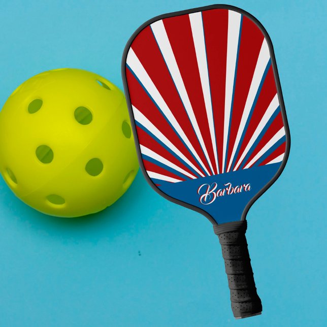 Bright Bold Red White Blue Individuelle Name Pickleball Schläger (Von Creator hochgeladen)