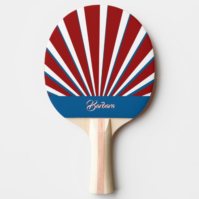 Bright Bold Red White Blue Individuelle Name Tischtennis Schläger (Vorderseite)