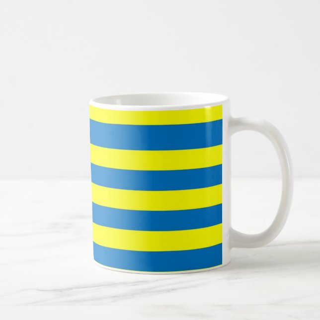 Bright Bold Yellow and Blue Stripes Kaffeetasse (Rechts)