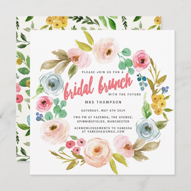 BRIGHT BOTANICAL BRIDAL BRUNCH EINLADUNG (Vorne/Hinten)