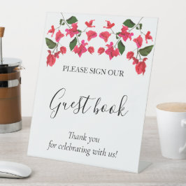 Bright Bougainvillea Pedestal Sign Gästebuch Sockelschild