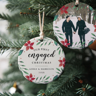 Bright Boughs Erstes Verlobtes Foto zu Weihnacht Keramik Ornament