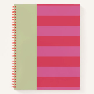 Bright Cheerful pink and sage green striped design Notizbuch