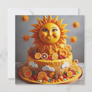 BRIGHT CHEERFUL SUN THEMED BIRTHDAY CAKE EINLADUNG