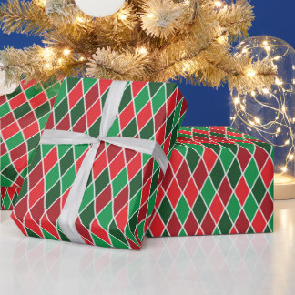 Bright Christmas Geometric Harlequin Geschenkpapier