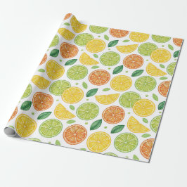 Bright Citrus Slice Pattern Gift Wrap Geschenkpapier