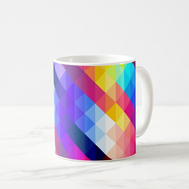 Bright Colorful Abstract Geometric Pattern Kaffeetasse (VorderseiteRechts)
