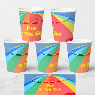 Bright Colorful Beach Umbrella Summer Fun Party Pappbecher